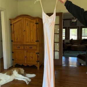 Elegant Peach Satin Wedding Dress